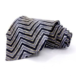 Versini Tie Italy Silk Grey Black Zig Zag Pattern